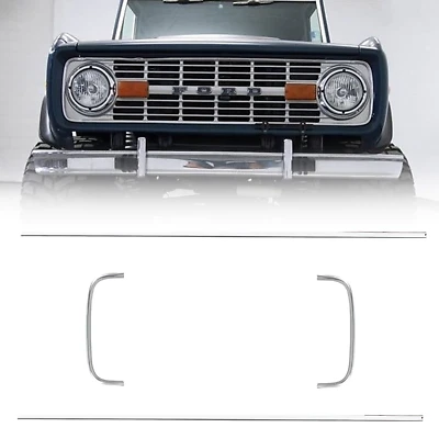 Polished Aluminum Front Grille Grill Trim Molding Set For 1966-77 Ford Bronco - Imagem 1 de 4