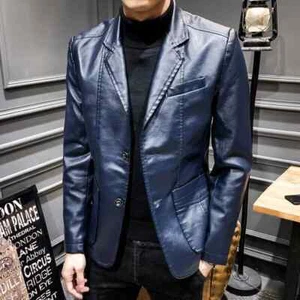 Real Leather Formal Stylish Genuine Handmade Business Blazer 100% Lambskin Men - Picture 1 of 5