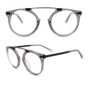 Retro Flat Top Eyeglasses Frames Round Lightweight Fashion Glasses Lightweight - Picture 1 of 11