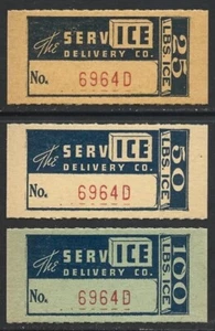 Ice Service Delivery Co. Akron, Ohio Chain Store Nice Coupons 3 diff. - Imagen 1 de 1