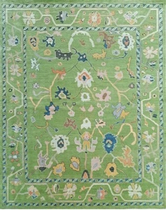 Hand-knotted Indo Oushak  Green Turkish contemporary Ethnic Rugs for living area - Picture 1 of 12