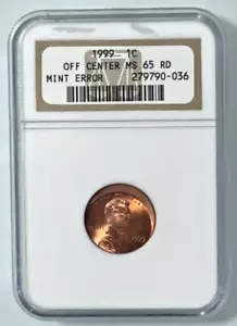 1999 Lincoln Memorial Cent Off-Center Mint Error NGC MS65 RD - Picture 1 of 4