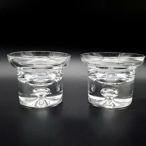 2 pc Krosno Crystal Candle Holders Votive Controlled Bubble Base - Picture 1 of 4
