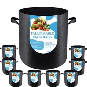 3 US Gallon 8 Pack Tall Grow Bags for Vegetables Heavy Duty Nonwoven Aeration... - Picture 1 of 8