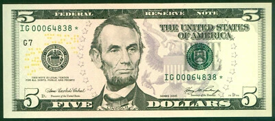 2006   5 Dollars STAR  ( IG 38 * )  World paper money currency banknotes.-GEM- - Image 1 of 3