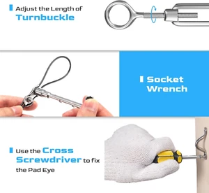 String Light Hanging Kit with 164 Ft Vinyl Coated 304 Stainless Steel Cable, ... - Picture 1 of 1
