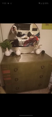 Antique Vanity Dresser With Detachable Mirror Cover