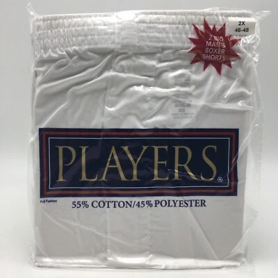 2pair Big Men's Players White Boxer Shorts 2X 46-48in - Image 1 of 3