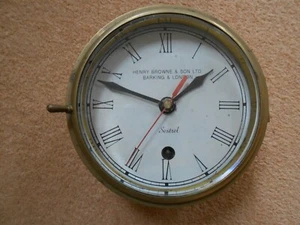 Marine Ships Clock, Dial Signed Henry Browne & Son Ltd, Sestrel, Brass Cased. - Picture 1 of 7