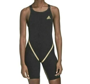 Adidas adizero Opened-Back Swimsuit Black/Gold EK1326 Women's Size 24" $450 New - Picture 1 of 9