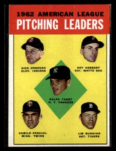 1963 Topps Baseball #8 AL Pitching Leaders Card - EXMT #5238 - Picture 1 of 2