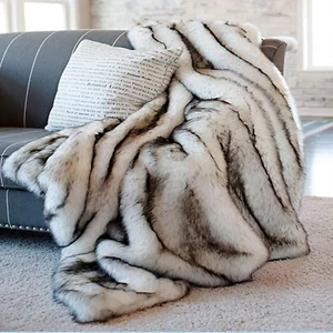 L'Imitazione Volpe Tiro Coperta Di Eco-Pelliccia per Couch Divano Letto Lussuoso - Foto 1 di 12