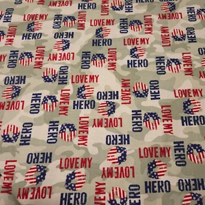 Love My Hero BTY Homefront Girl Quilting Treasures Military Words Camo - Picture 1 of 3