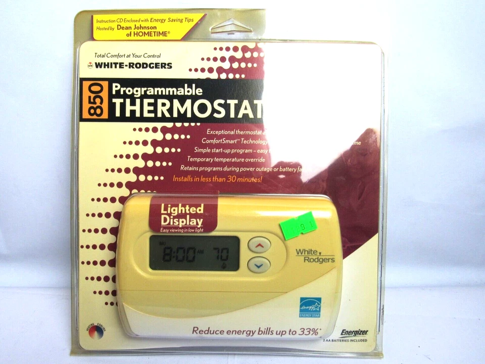 Termostato White & Rogers 850 con disco de instalación nuevo en caja Foto 1 de 2