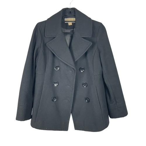Cappotto MICHAEL Michael Kors nero misto lana pea piccole tasche doppiopetto
