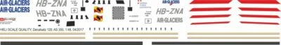 Decal 129 H125 / AS 350 Ecureuil Air-Glaciers HB-ZNA - Bild 1 von 2