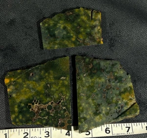 Kambaba Jaspis Platte 263 Unzen 3 im Lot Madagaskar, einzigartig grün, gelbe Kugeln - Bild 1 von 6