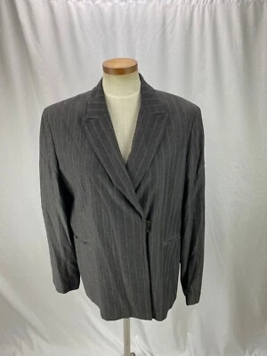 Blazer para mujer Valerie Stevens mezcla de lana gris a rayas doble botonadura 14 Foto 1 de 4