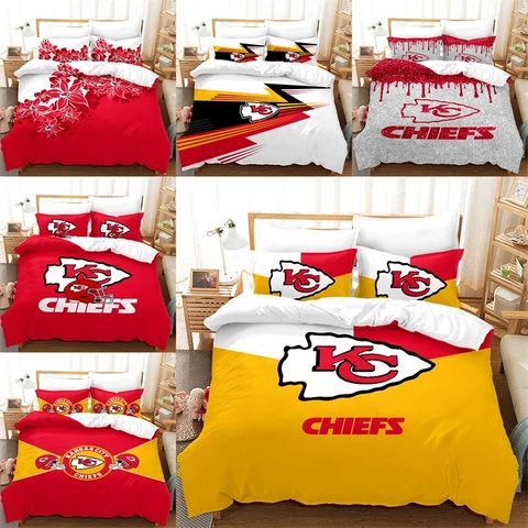 Kansas City Chiefs Floral Duvet/Quilt Cover Comforter Cover Pillow Sham Bed Set Cover