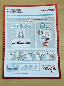 Tarjeta de seguridad Air Canada ROUGE Airlines Airbus 321M - Imagen 1 de 3