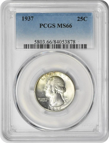 1937 Washington Silver Quarter MS66 PCGS Cover