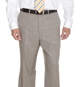 Michael Kors Classic Fit Tan Plaid 100% Wool Men's Flat Front Dress Pants 31W - Picture 1 of 1