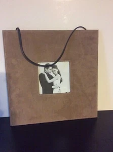 Picture Frame Hanging or Easel Table Stand Suede Leather Wide Border Wall Decor - Picture 1 of 4