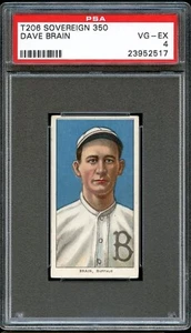 1909-11 T206 Dave Brain Buffalo SOVEREIGN PSA VG-EX 4 - Picture 1 of 2