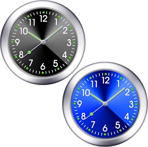 2 Pieces Stick on Dashboard Car Clock Mini Tiny Small Luminous Car Vent Clocks - Picture 1 of 6