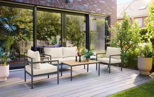 Primaster Gartenmöbel-Set Positano Holz/Alu Lounge Set Gartenmöbel Sitzgruppe - Bild 1 von 8