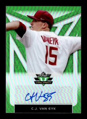 2020 Leaf Valiant #PA-CVE C.J. Van Eyk Portrait Autographs Green #/99 - Image 1 of 2