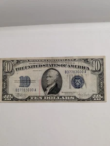 $10 Ten Dollars Silver Certificate Note 1934 C Bill - Picture 1 of 6