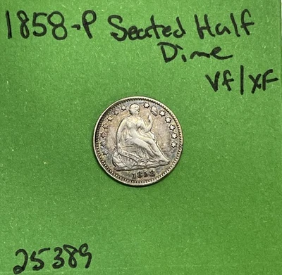 1858-P US Seated Liberty Half Dime 5c Vf / Xf Very Fine / Extra Fine - Image 1 of 3