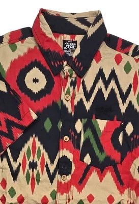 Camisa con botones abstracta manga corta PRPS para hombre talla pequeña Foto 1 de 4