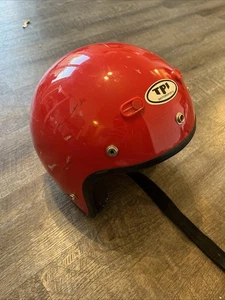 Vintage? Red Open Face TPI Motorsports Motorcycle Helmet With Air Vents - Bild 1 von 10