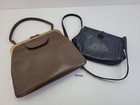 2x Damen Handtaschen Goldpfeil Braun Schwarz Leder Metallverschluss #264328