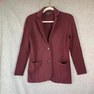 Cárdigan J.Crew Lana Merino Borgoña Tejido J. Blazer XXS - Elegante Estilo Academia - Imagen 1 de 8
