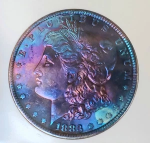 1883-O MORGAN Silver DOLLAR PC MS!!66 Amazing Toned - Picture 1 of 10
