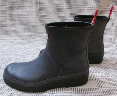 Women's Hunter Black Gray Original Short Play Waterproof Boots Size 7 - Image 1 of 4