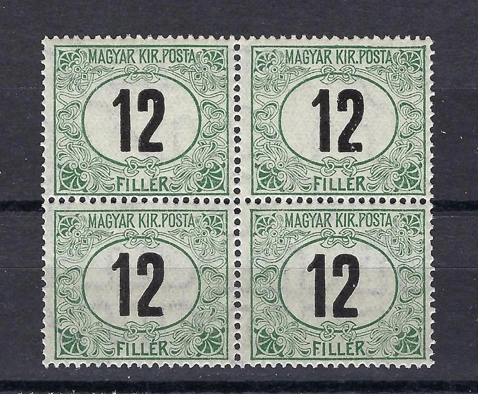 Hungary 1914 Sc# J24 Postage due 12f block 4 MNH - Image 1 of 1