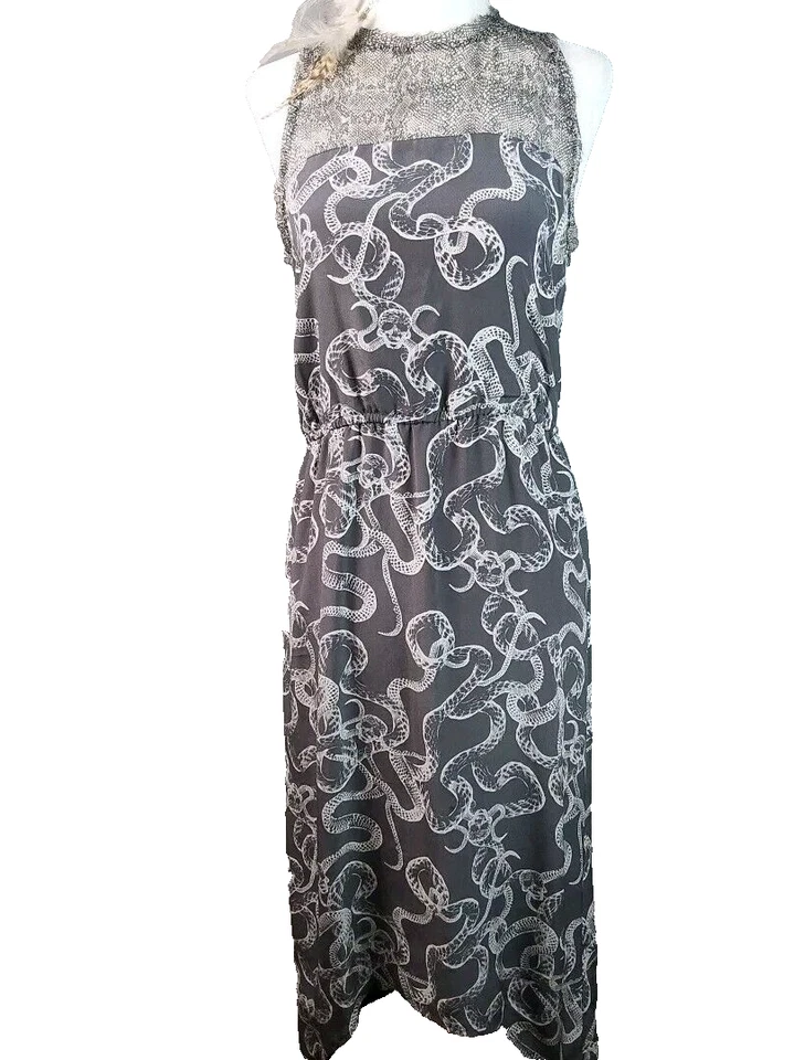 Vestido Winter Kate Nicole Richie Mujer Talla S Seraphina Gris Serpiente Seda Animalcore Foto 1 de 4