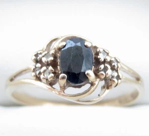 Genuine Natural Sapphire & Diamond Ring In 9K Yellow Gold - Picture 1 of 7