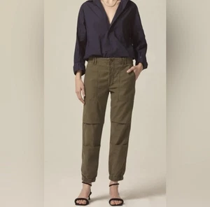 Citizens of Humanity Agni Utility Mid Rise Trouser Pant Army Green Cotton 28x26 - Picture 1 of 13