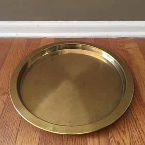 IKEA GLATTIS Large Round Brass Toned Metal Serving Tray 703.501.13 20325 15"D - Picture 1 of 6