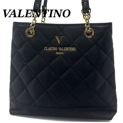 Bolso de Mano VALENTINO Bolso Mediano Logo Nylon Cuero Negro Para Mujer USADO DE JAPÓN Foto 1 de 4