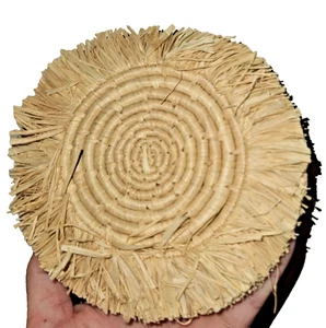 Kazi Handmade Woven Raffia Grass Coasters Set 4 Uganda African Decor Unique Gift - Picture 1 of 6