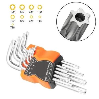 9 Pieces Star Wrench Kit Hex Key Set Chrome Vanadium Steel L Type Spanners - Image 1 of 4