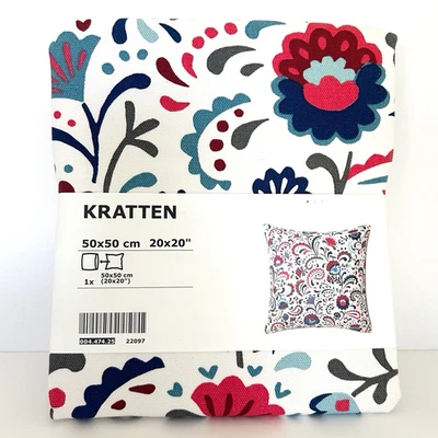 Funda de Almohada Floral Ikea Kratten 20 X 20 Algodón Arte Popular Escandinavo Boho Nueva Foto 1 de 4