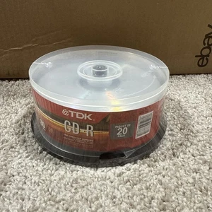 TDK CD-R 52x 20-Pack 80MIN 700MB Blank CDs Audio, Data - NEW & FACTORY SEALED! - Picture 1 of 5
