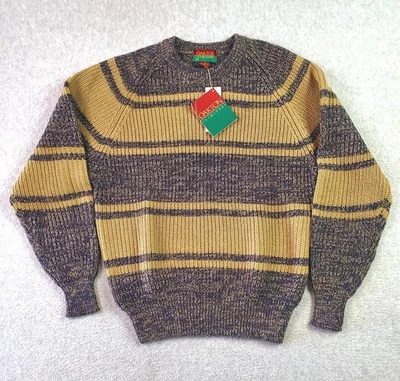 Vintage Oakton Limited Sweater Mens Med Blue Beige Stripe Crewneck Hong Kong 90s - Image 1 of 4